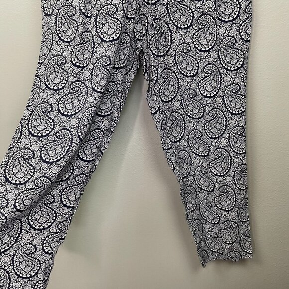 Talbots Floral Paisley Pants Womens Plus X Navy Blue Pull On Lightweight - Picture 4 of 9